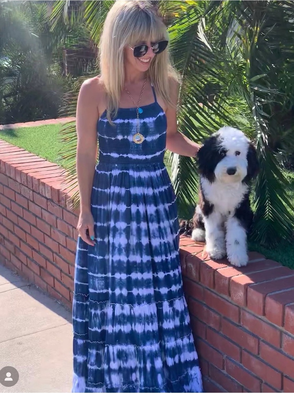 Tiare Hawaii Blue and White Tie-Dye Maxi Dress